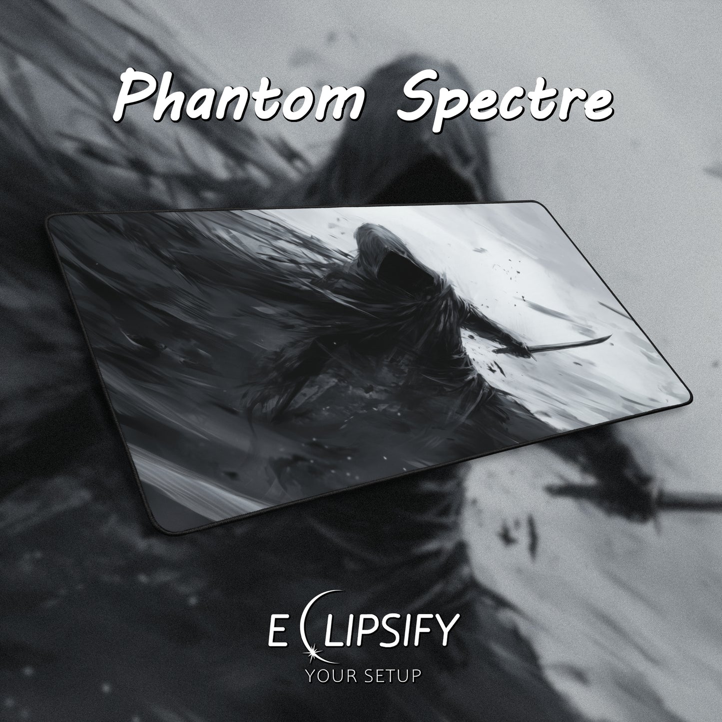 Phantom Spectre: Assassin Black and White Gaming Mouse Pad