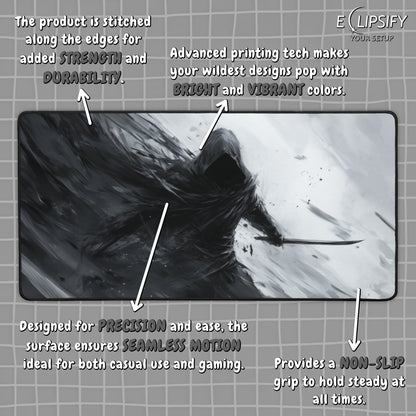 Phantom Spectre: Assassin Black and White Gaming Mouse Pad