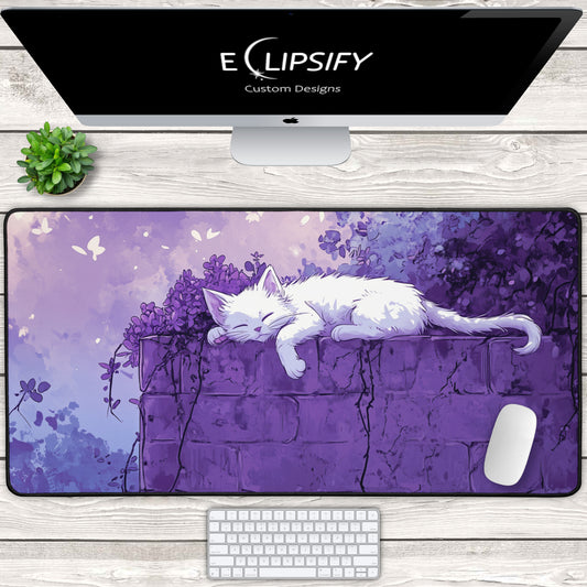 Purple Dreams: Kawaii Cat Gaming Mouse Pad