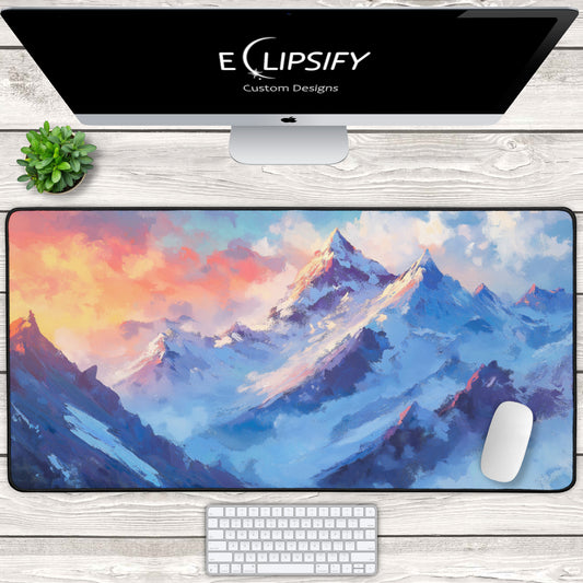 Frozen Peaks: Snow Mountains Landscape Gaming Mouse Pad