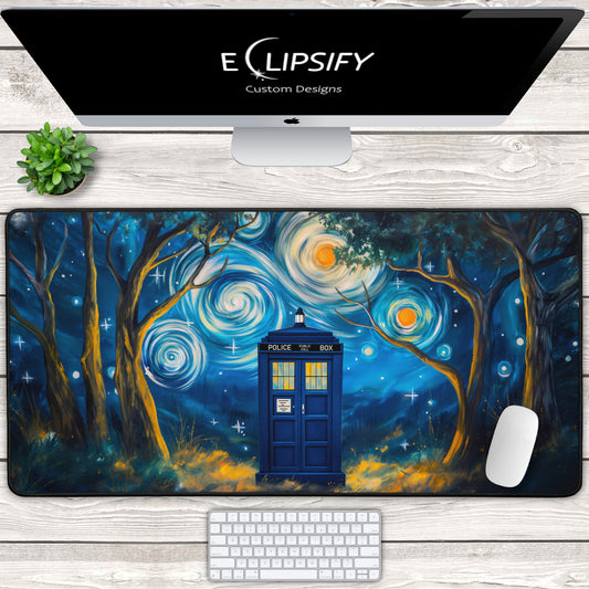 Starry Night Police Box Gaming Mouse Pad