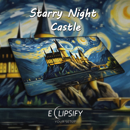 Starry Night Castle: Magical Castle Gaming Mouse Pad
