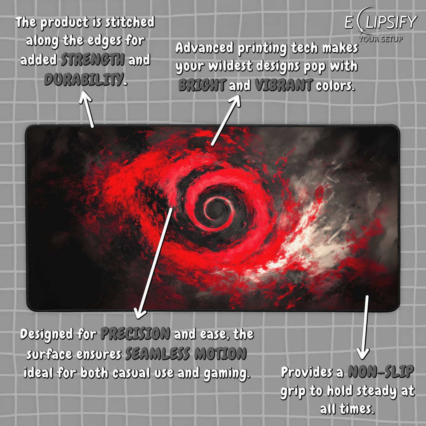 Ember Spiral: Red Swirl Gaming Mouse Pad