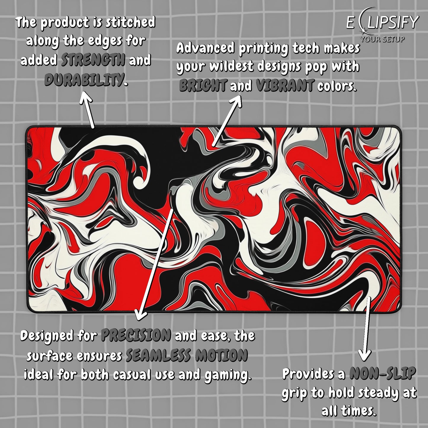 Red Tide: Marble Gaming Mouse Pad