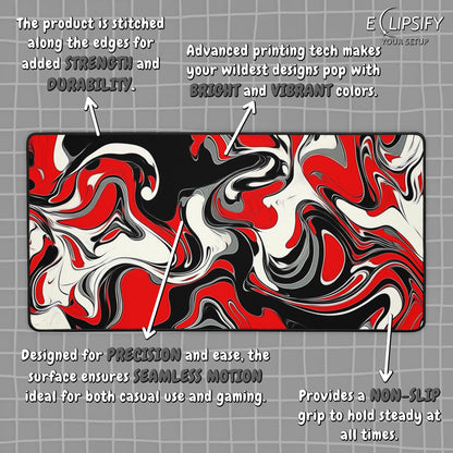 Red Tide: Marble Gaming Mouse Pad
