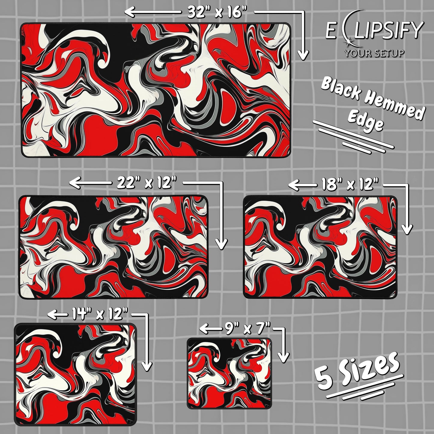 Red Tide: Marble Gaming Mouse Pad