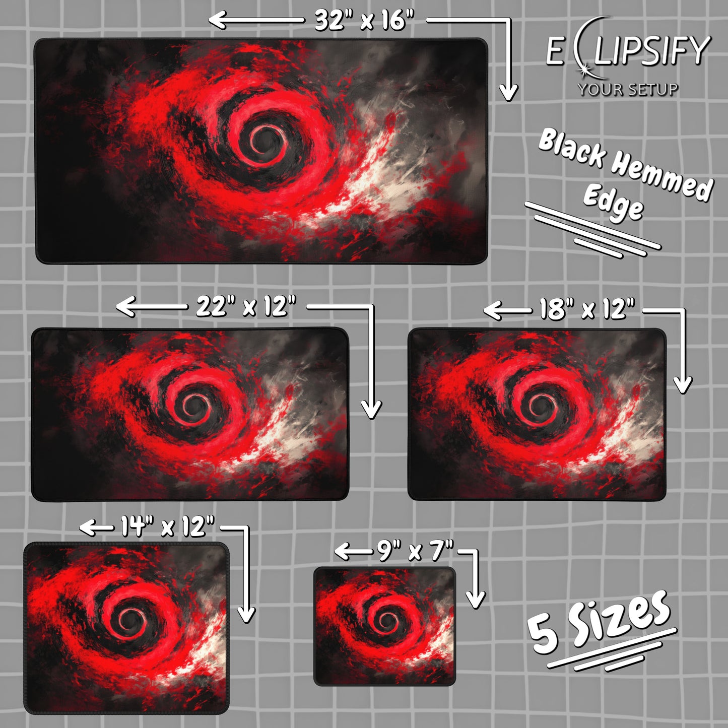 Ember Spiral: Red Swirl Gaming Mouse Pad