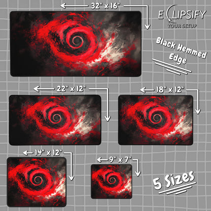Ember Spiral: Red Swirl Gaming Mouse Pad