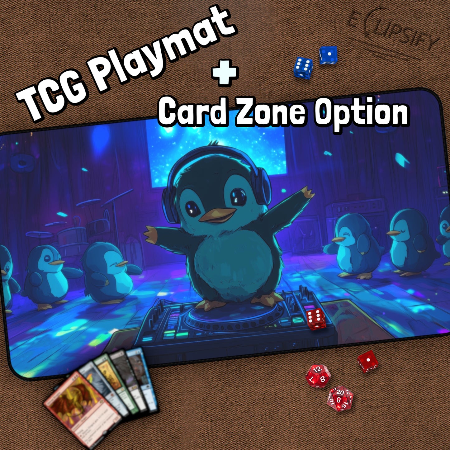 Arctic Groove: Disco Penguin TCG Playmat