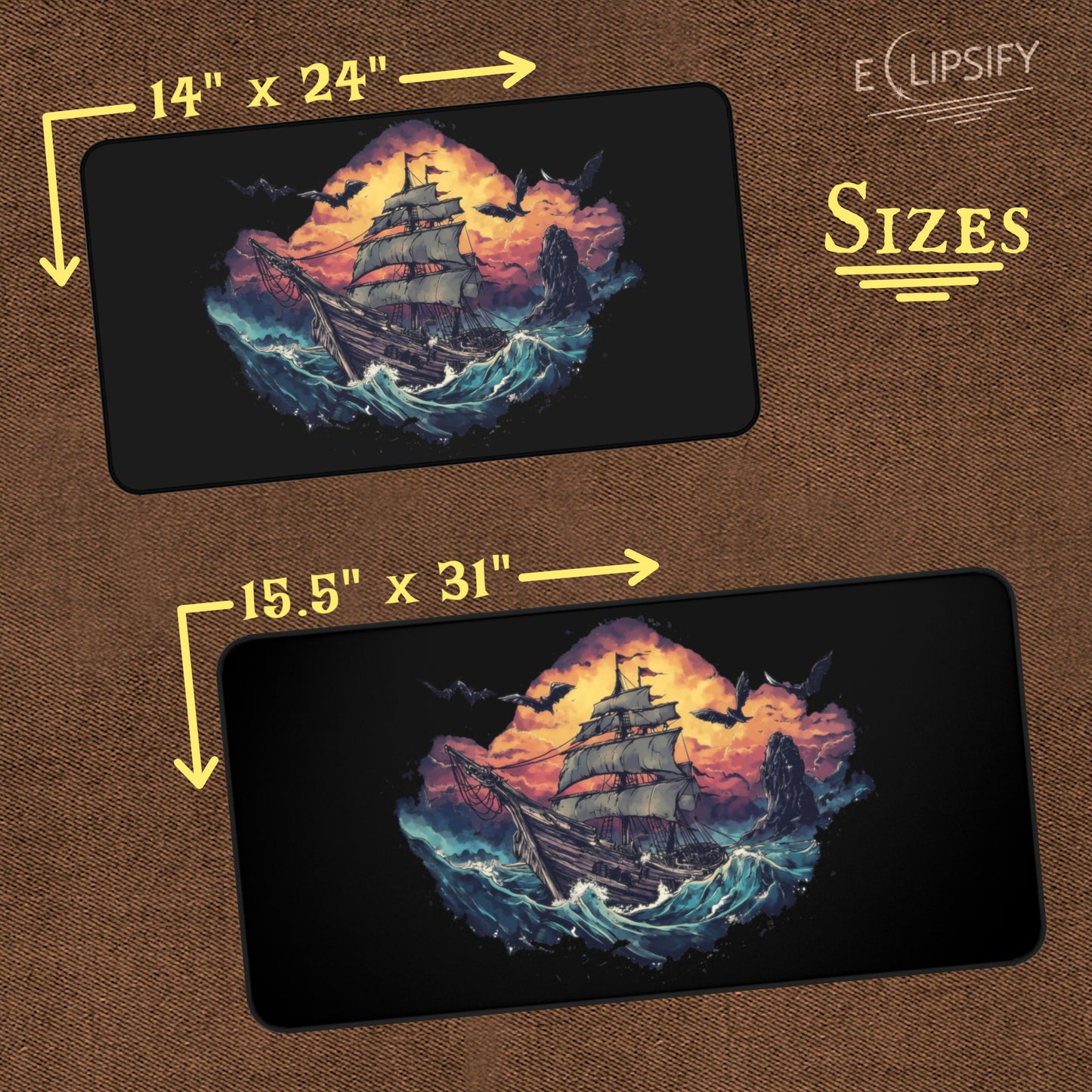 Tides Of Vengeance: Minimalist Pirate Ship TCG Playmat