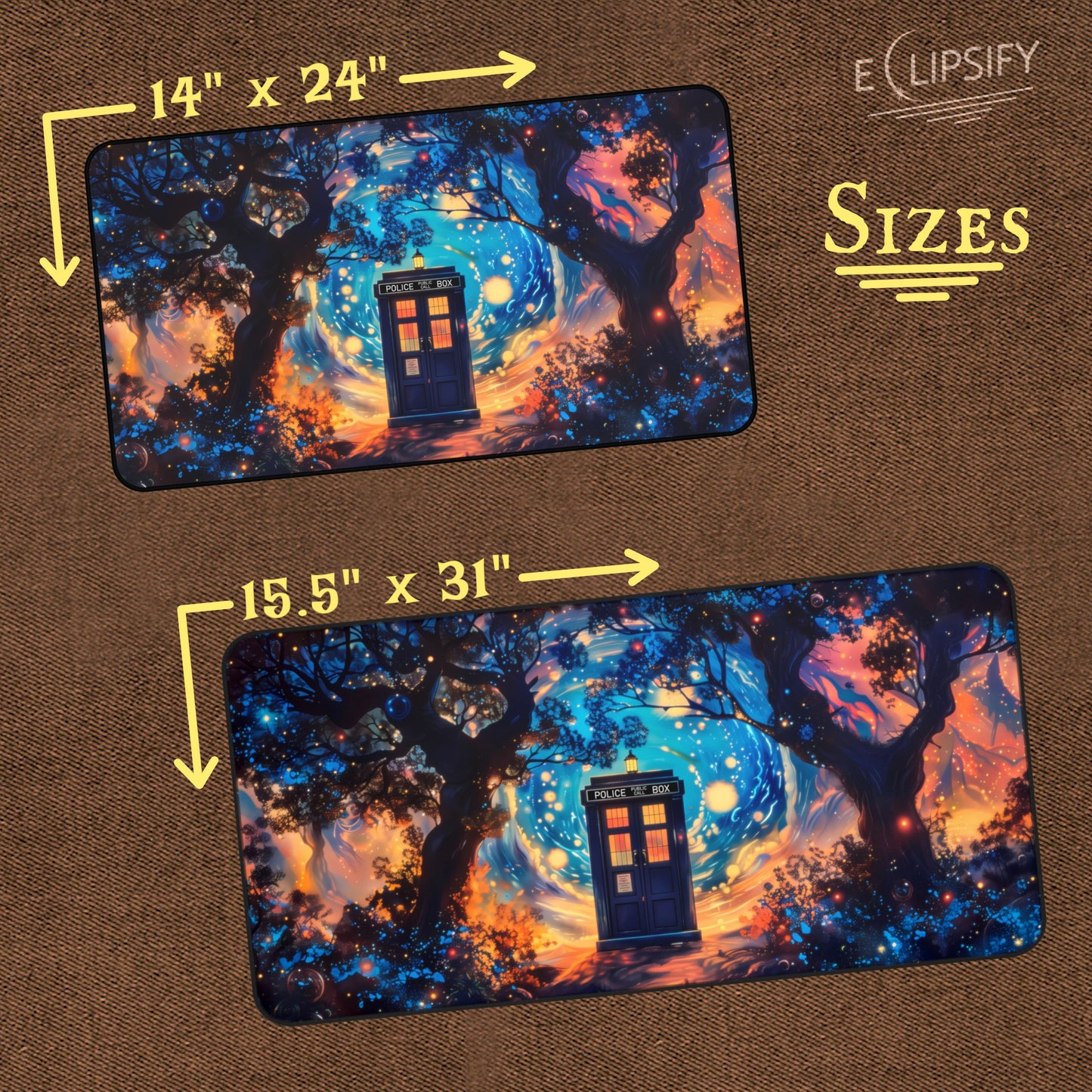 Blue Portal Of Time: Starry Night Police Box TCG Playmat