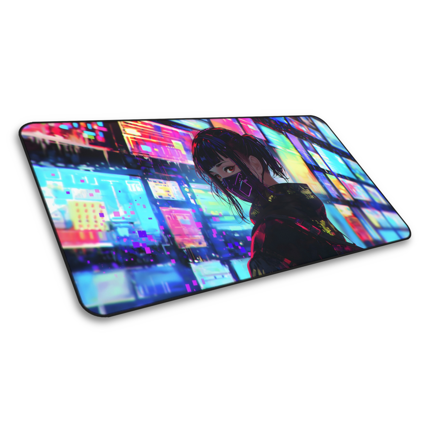 Techno Temptress: Cyberpunk Girl Gaming Mouse Pad