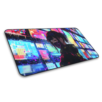 Techno Temptress: Cyberpunk Girl Gaming Mouse Pad