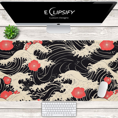 Red Poppy: Great Wave Mouse Pad