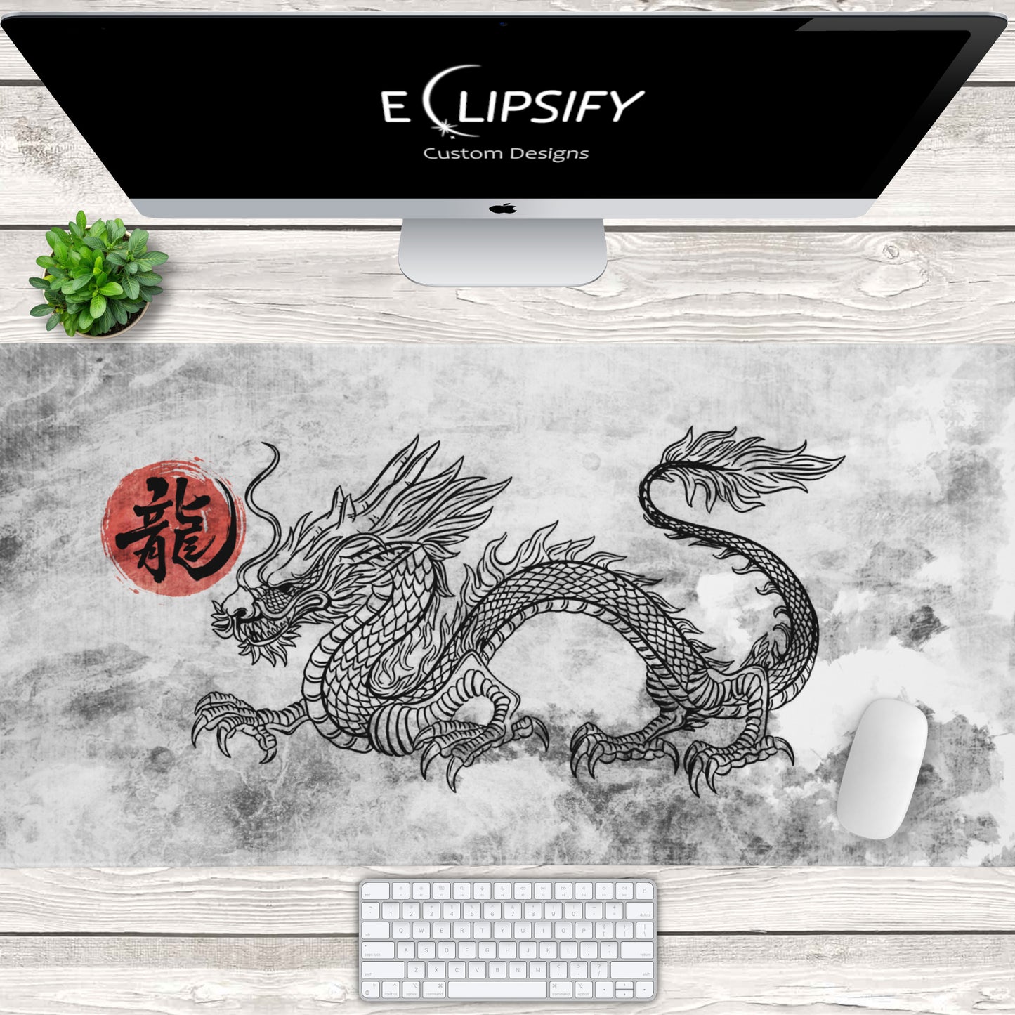 Serpent Guardian: Japanese Dragon Gaming Mouse Pad