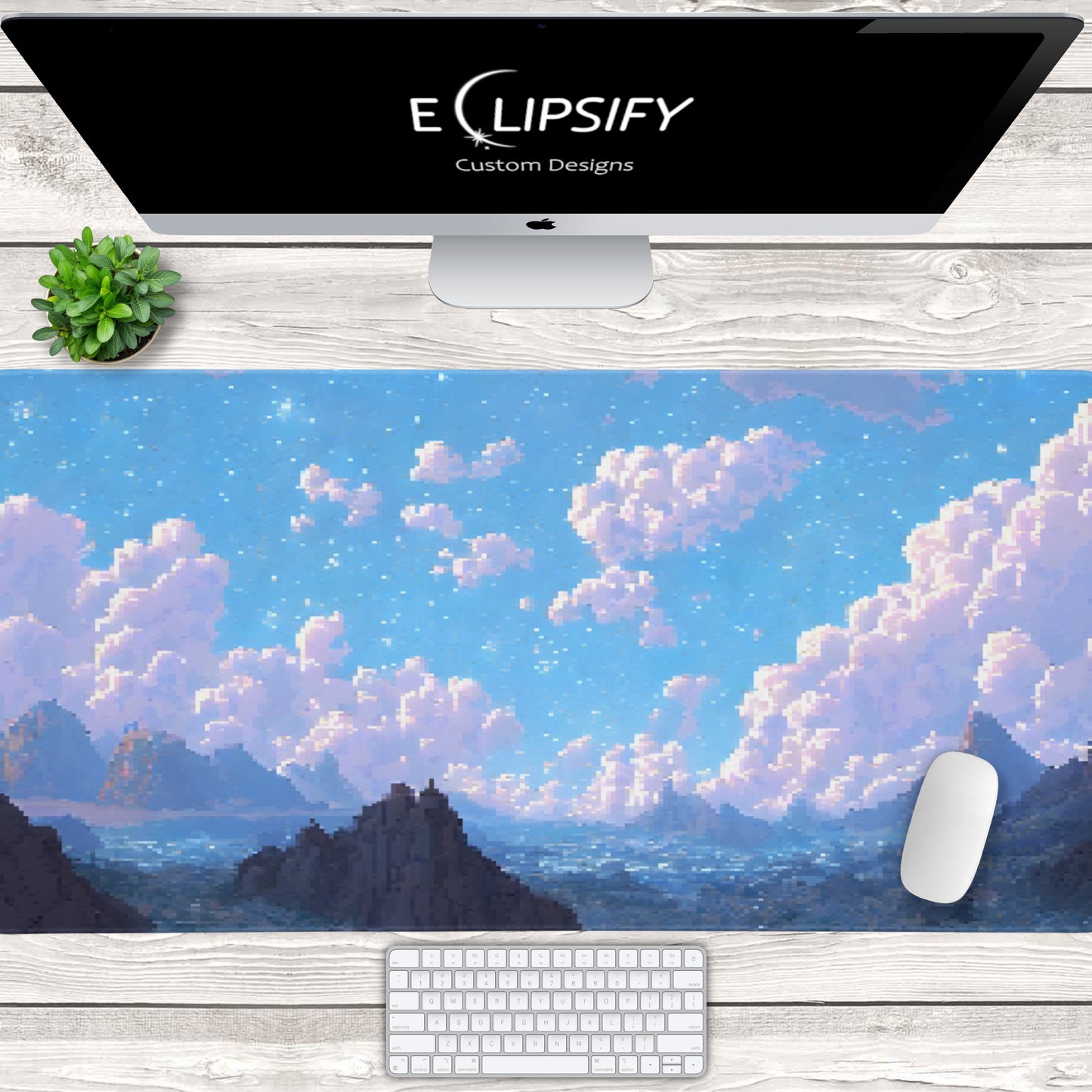 Mountain Peaks: Pixel Art Mountains Gaming Mouse Pad