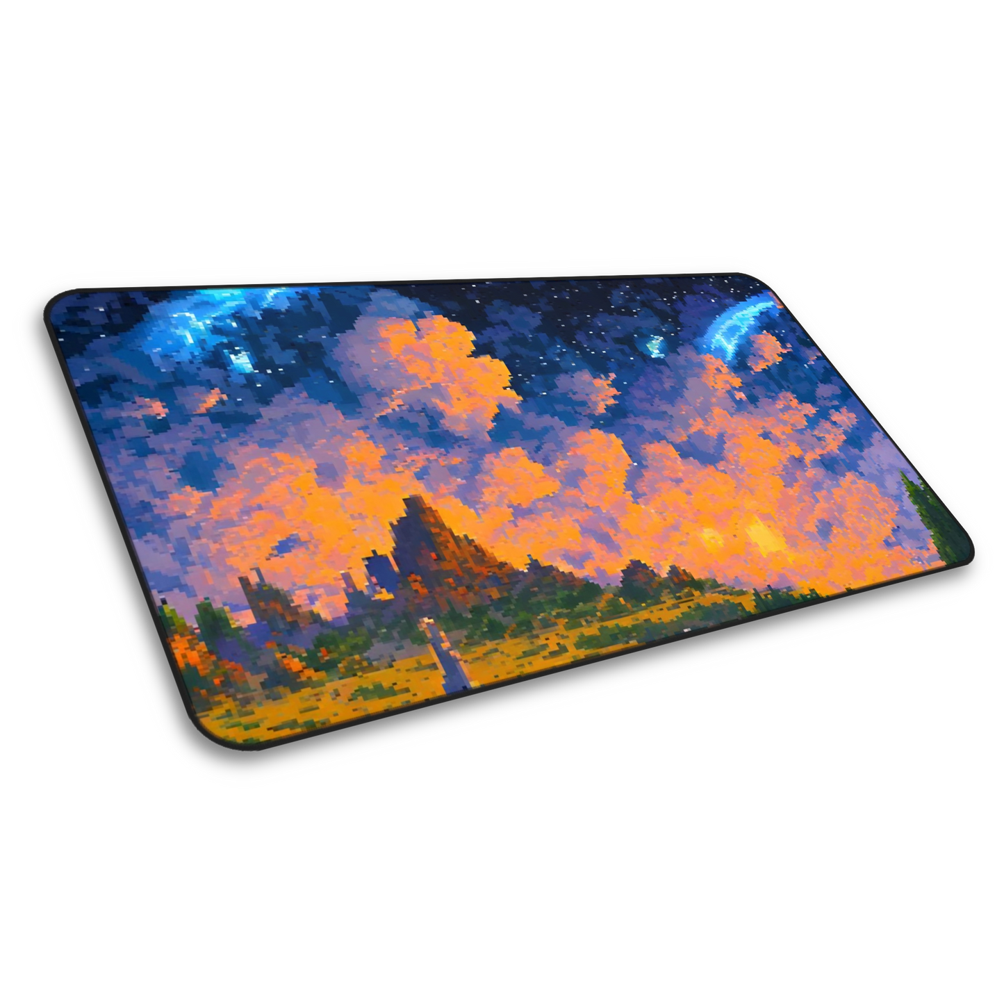 Stars Beyond: Pixel Art Sunset Gaming Mouse Pad