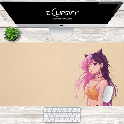 Peach Kawaii: Anime Girl Mouse Pad