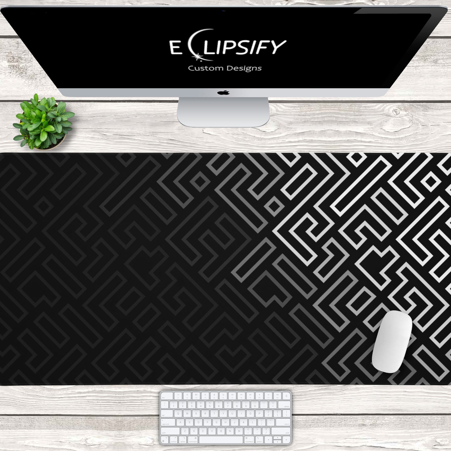 Minimalist Matrix: Black and White Abstract Pattern Mouse Pad