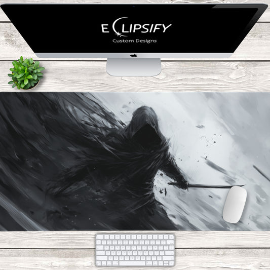 Phantom Spectre: Assassin Black and White Gaming Mouse Pad