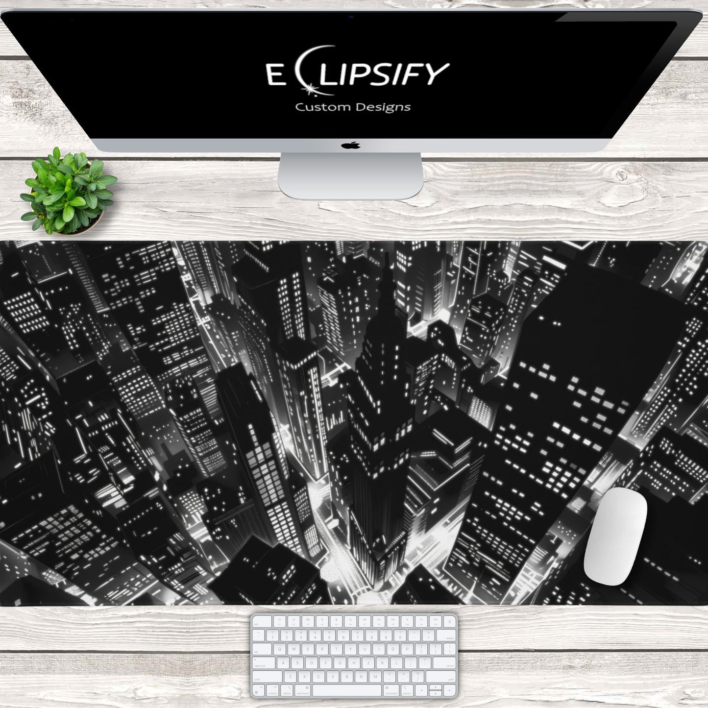 Urban Monochrome: Black and White City Mouse Pad