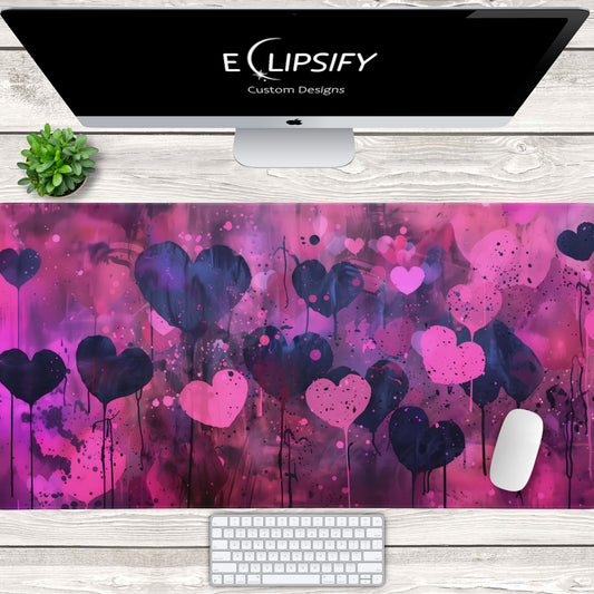 Graffiti Love: Pink Heart Gaming Mouse Pad