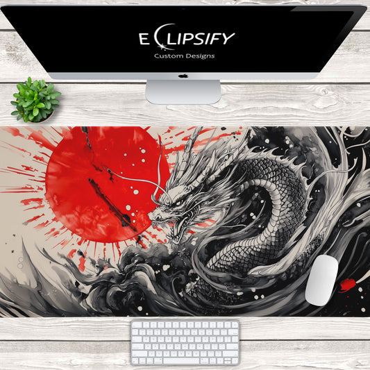 Sunfire Serpent: Dragon Gaming Mouse Pad