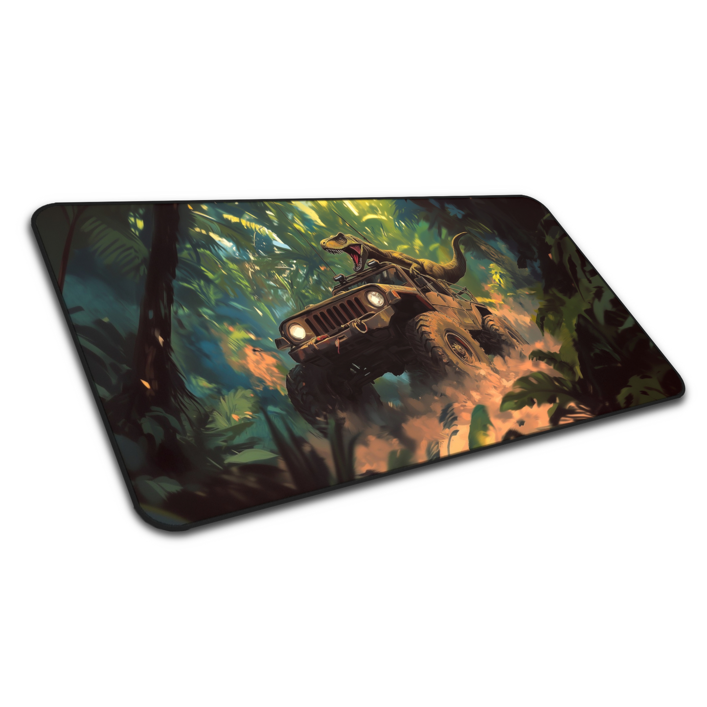 Jurassic Playground: Velociraptor Jeep Gaming Mouse Pad