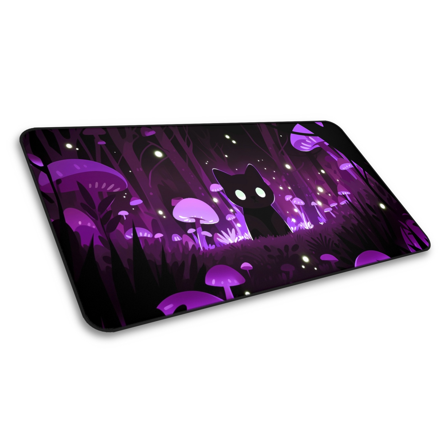 Mushroom Core: Kawaii Cat Purple Gaming Mouse Pad