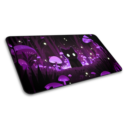 Mushroom Core: Kawaii Cat Purple Gaming Mouse Pad
