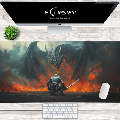 Inferno Duel: Dragon vs Knight Gaming Mouse Pad