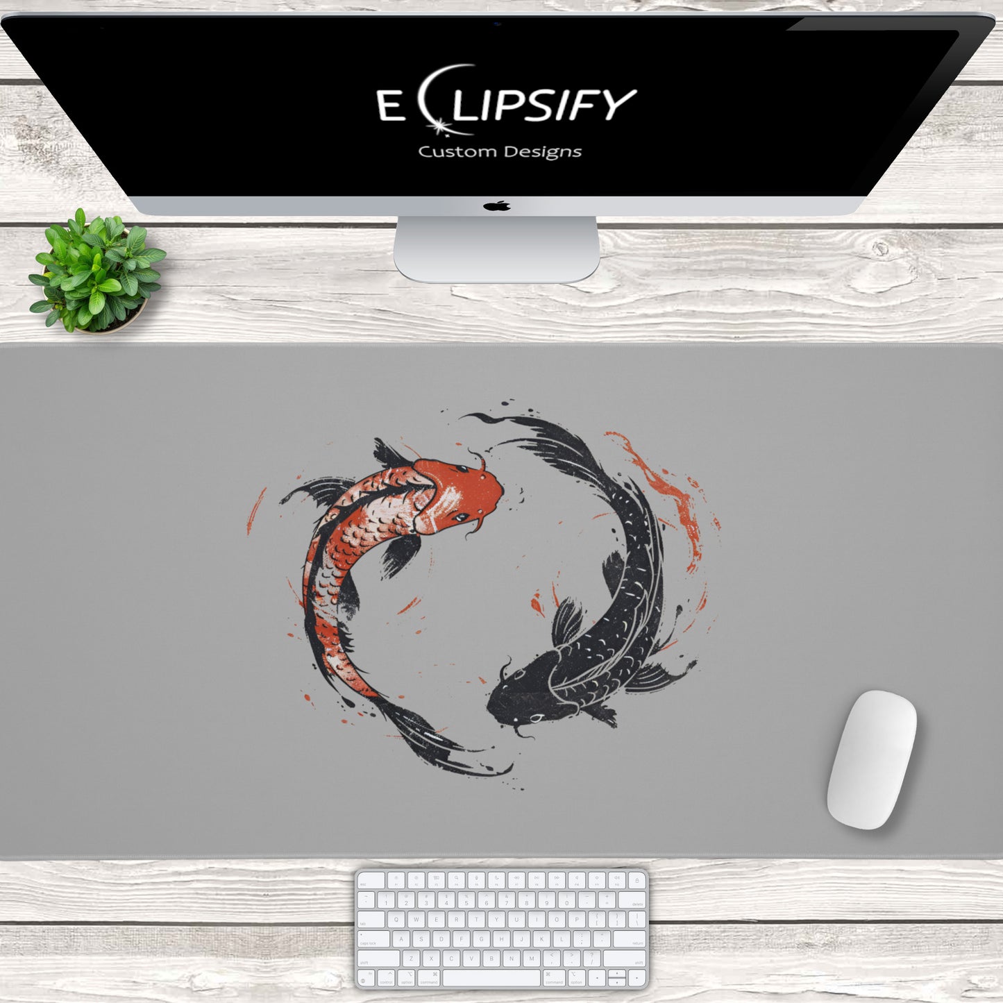 Koi Yin: Koi Fish Yin Yang Minimalist Mouse Pad