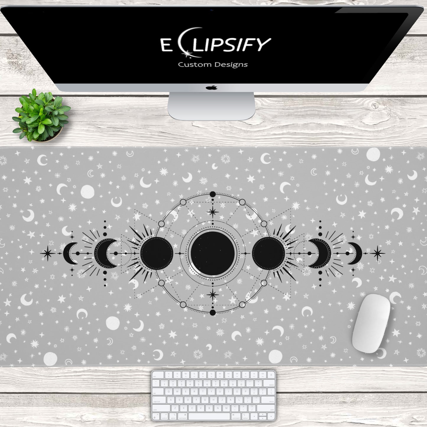 Celestial Stages: Moon White Mouse Pad