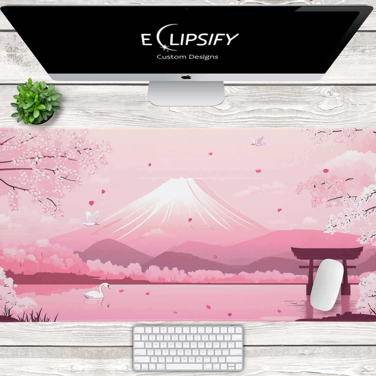 Mount Fuji: Kawaii Pink Gaming Mouse Pad
