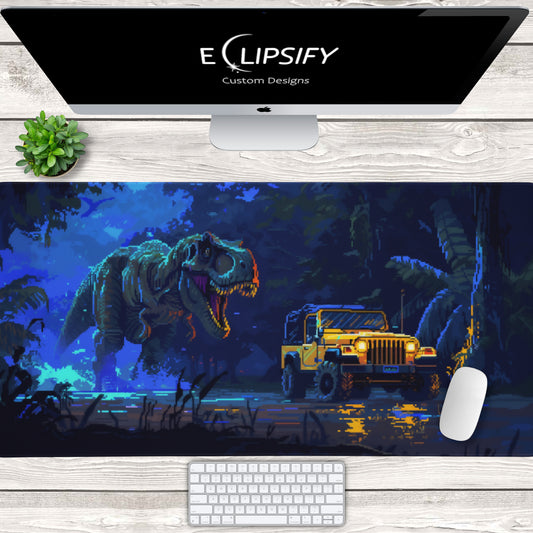 Jurassic Chase: Pixel Art Mouse Pad