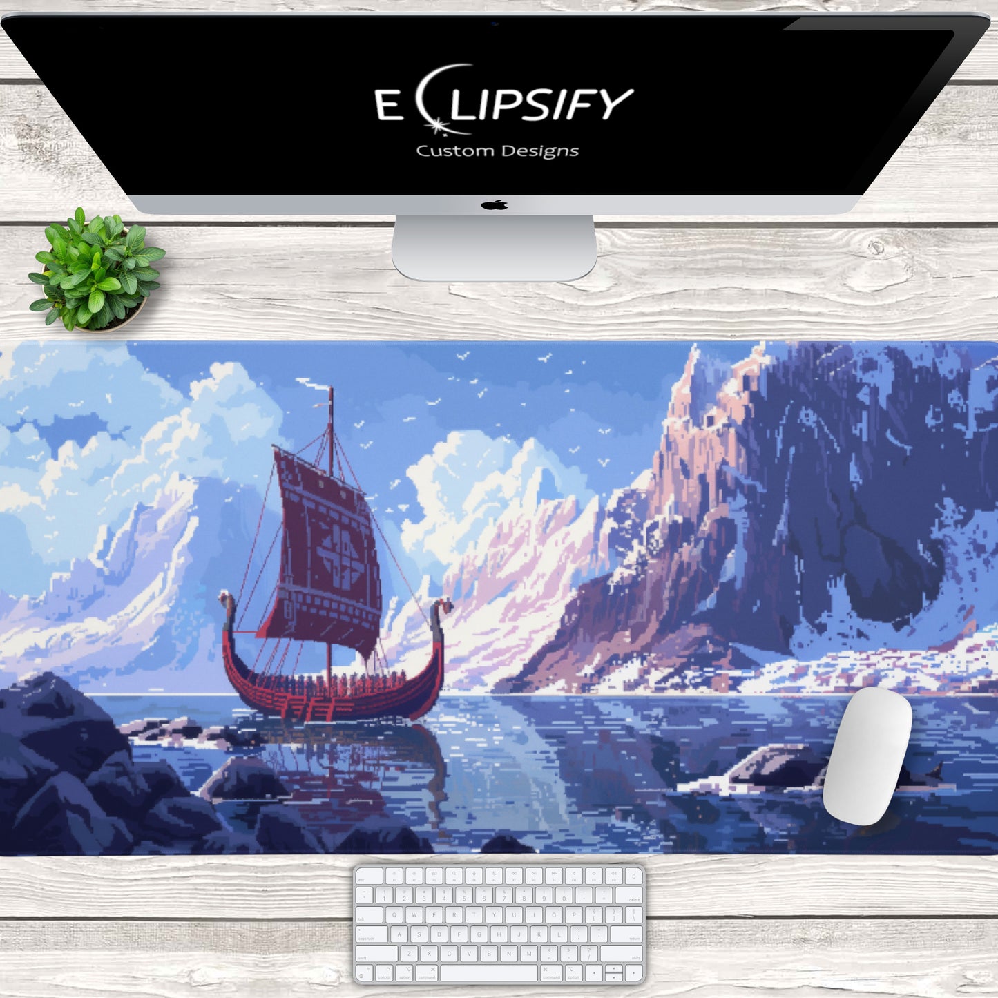 Viking Raid: Pixel Art Mouse Pad