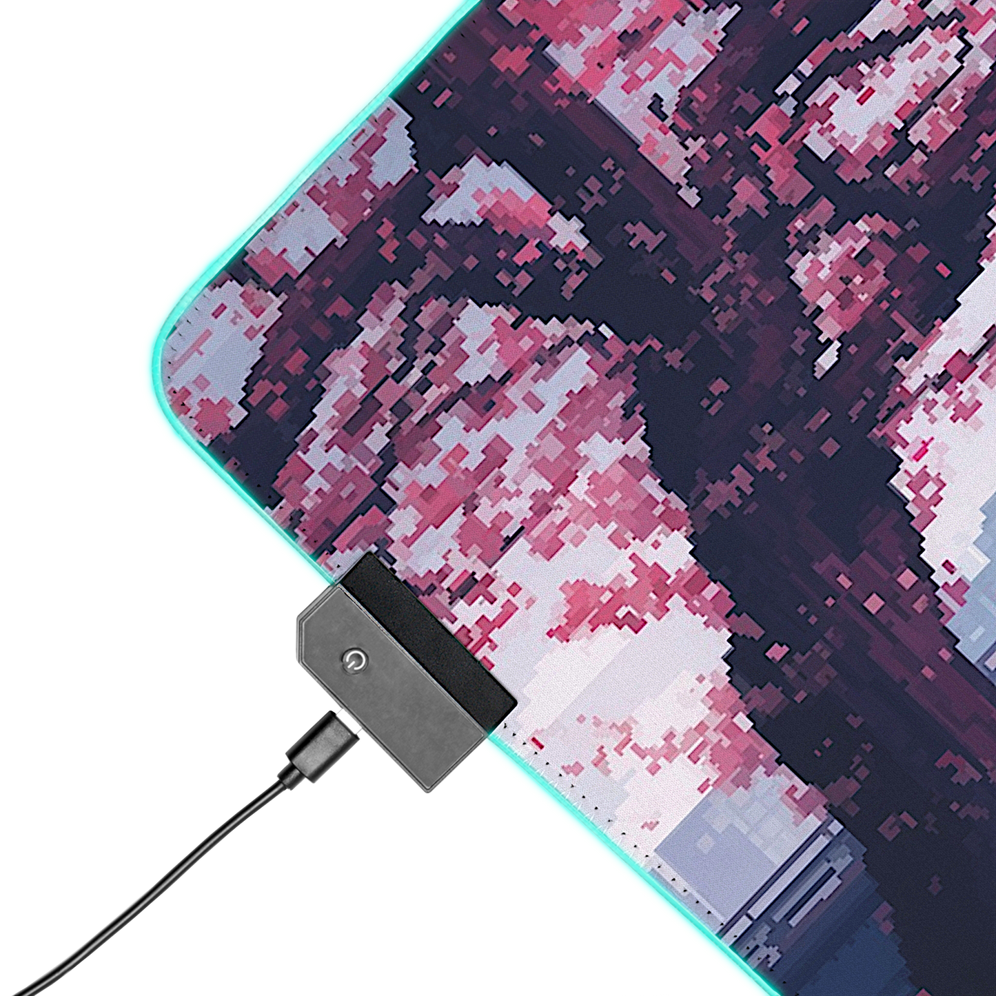 Cherry Blossom Grid: Pixel Art City Mouse Pad