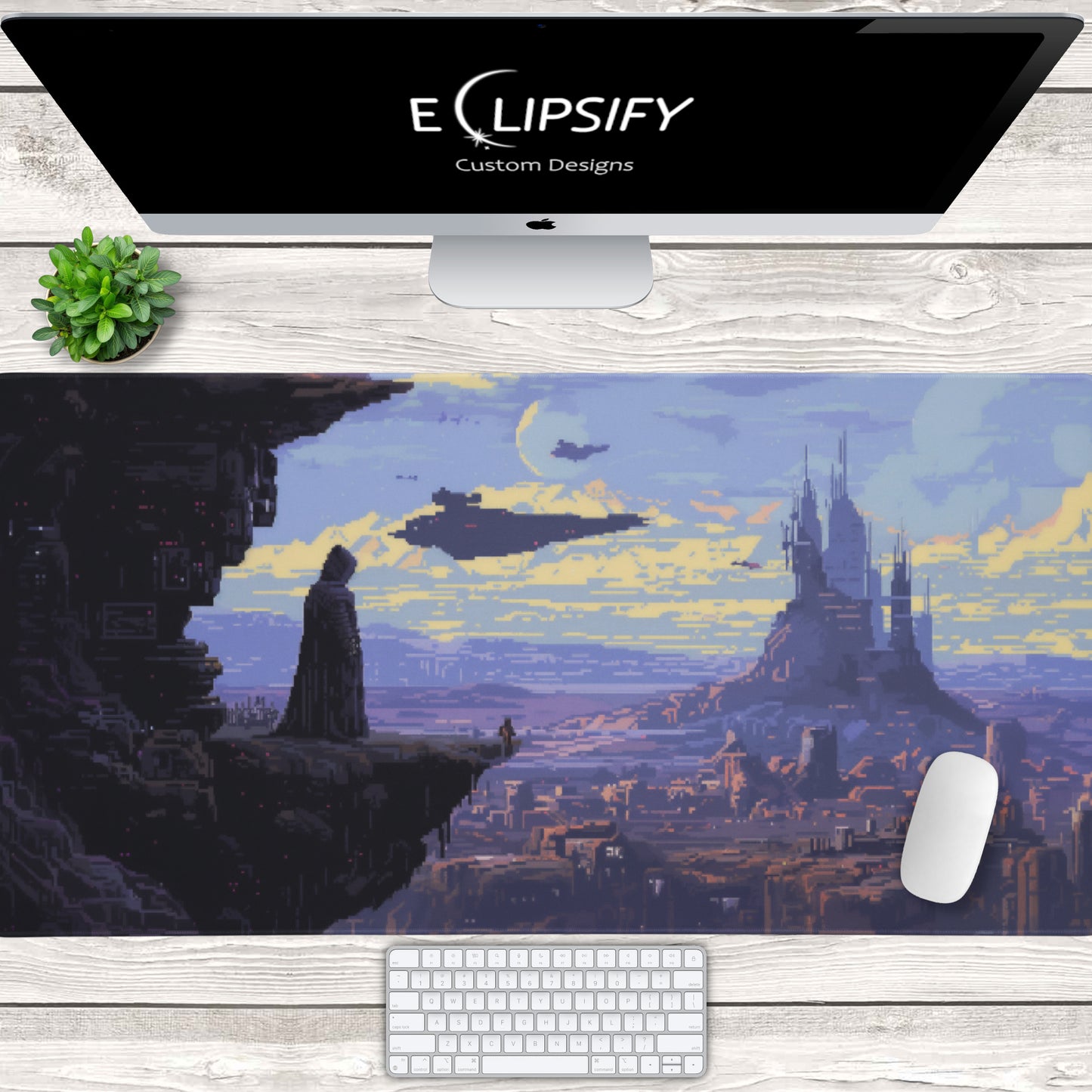 Space Wars: Pixel Art Mouse Pad