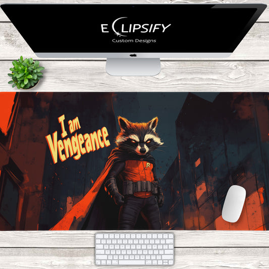 Night Vigilante: Racoon Superhero Gaming Mouse Pad