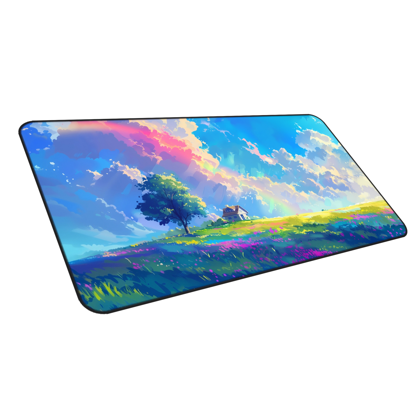 Rainbow Residence: Pastel Field Gaming Mouse Pad