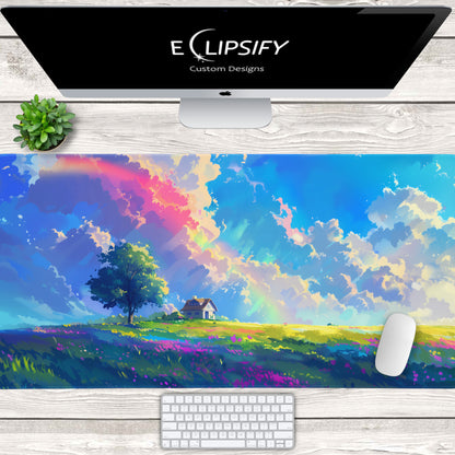 Rainbow Residence: Pastel Field Gaming Mouse Pad