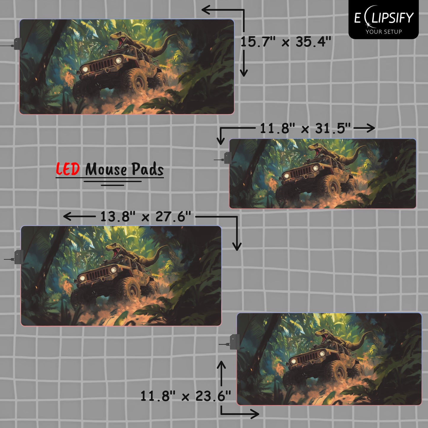 Jurassic Playground: Velociraptor Jeep Gaming Mouse Pad