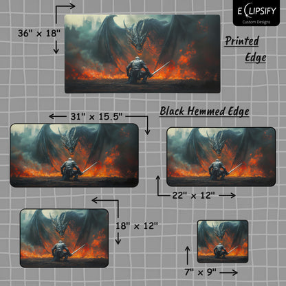 Inferno Duel: Dragon vs Knight Gaming Mouse Pad