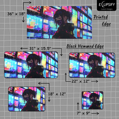 Techno Temptress: Cyberpunk Girl Gaming Mouse Pad