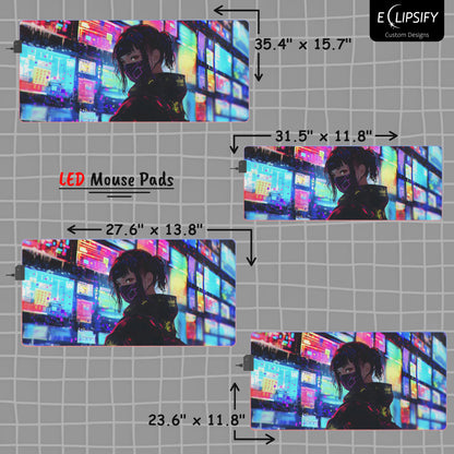 Techno Temptress: Cyberpunk Girl Gaming Mouse Pad
