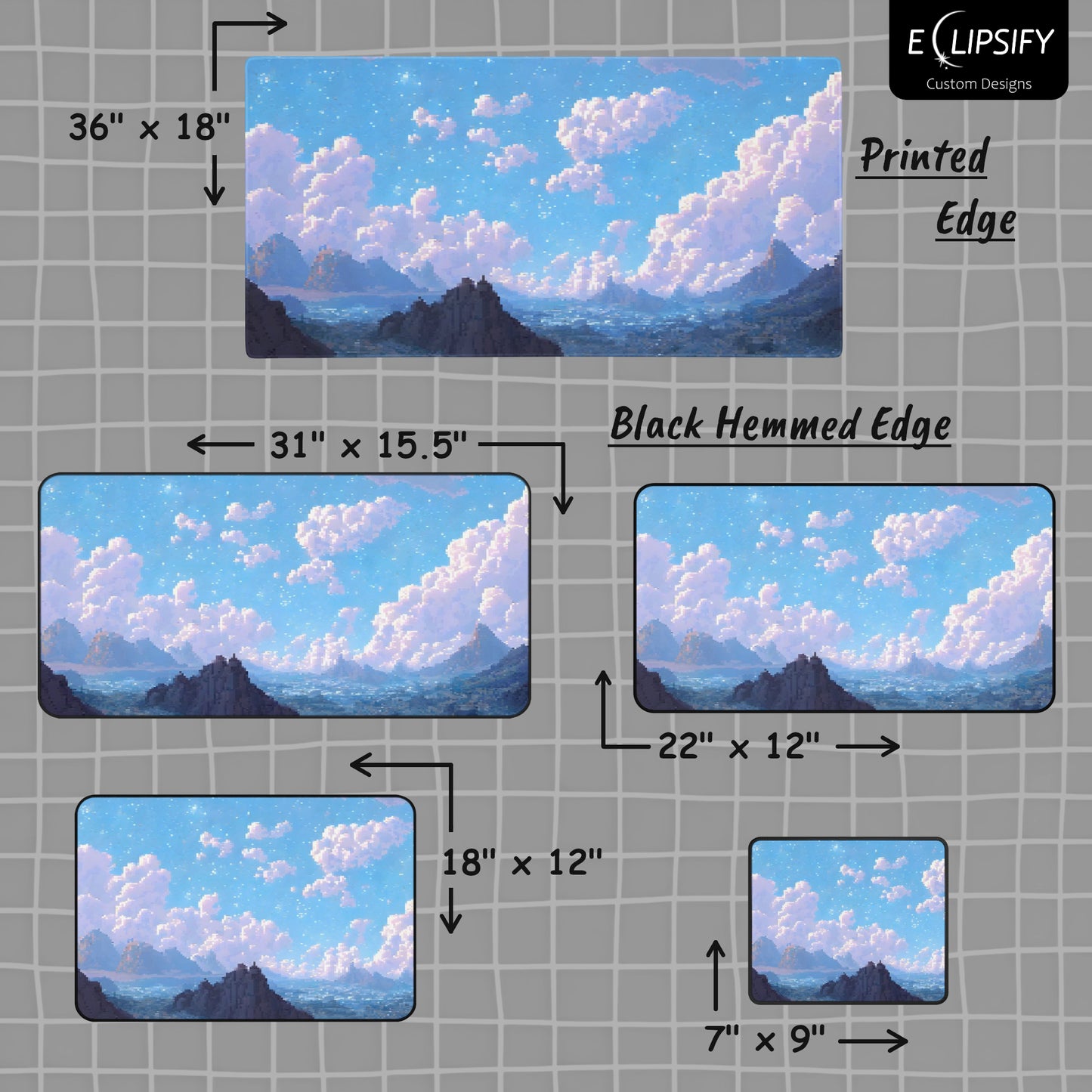 Mountain Peaks: Pixel Art Mountains Gaming Mouse Pad