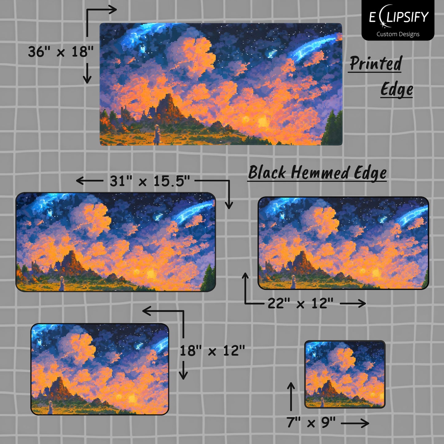 Stars Beyond: Pixel Art Sunset Gaming Mouse Pad