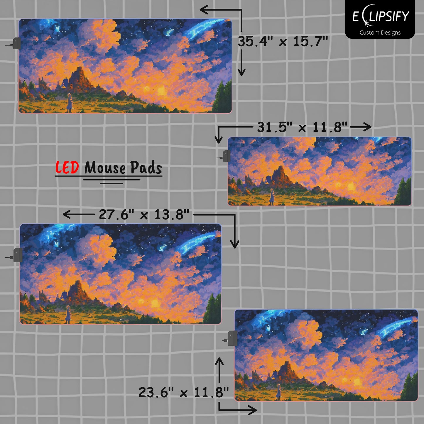 Stars Beyond: Pixel Art Sunset Gaming Mouse Pad