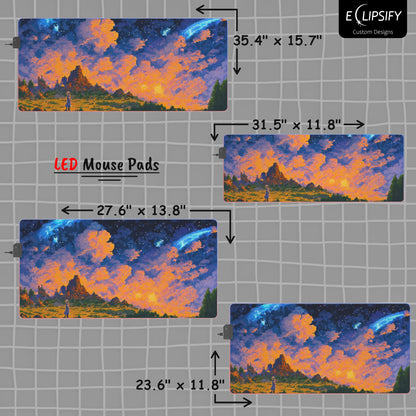 Stars Beyond: Pixel Art Sunset Gaming Mouse Pad