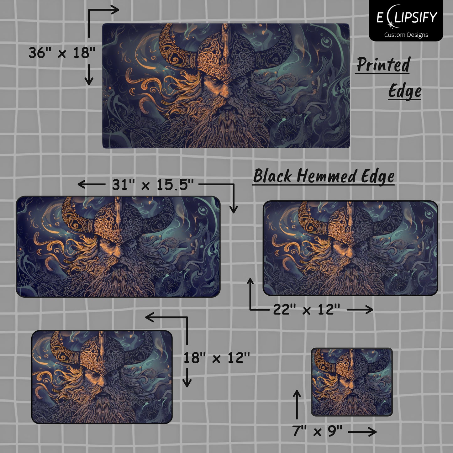 Nordic Warrior: Viking Gaming Mouse Pad